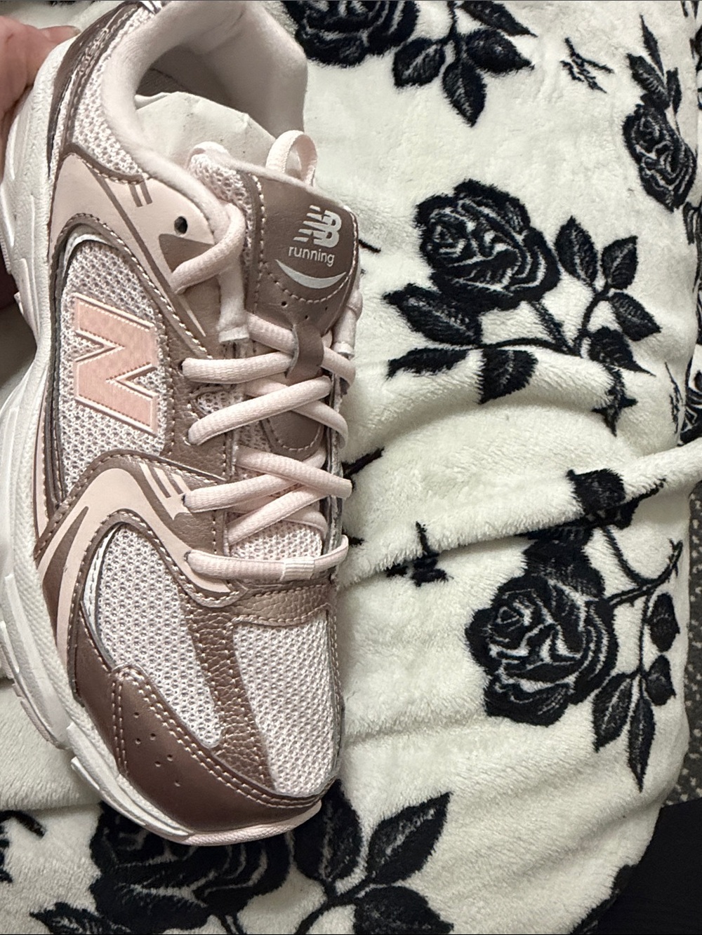 New Balance Women's Rose Pink and Metallic Running Sneakers